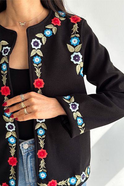 FEMELLE Jachetă de damă cu broderie florală sezon nou