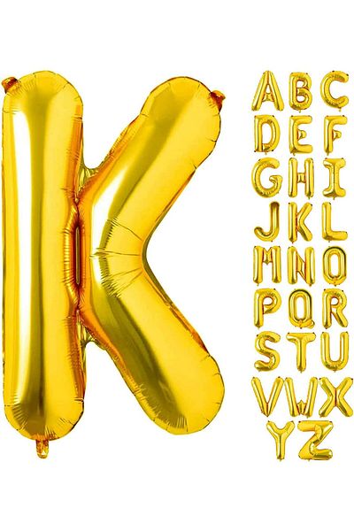 Deniz Party Store Gold Foil Balloon Medium Size (K) Letter