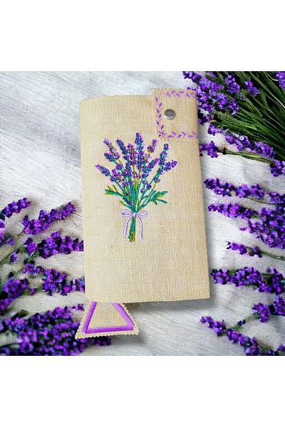 shules collection Broderie liliac brodat? Carcasă pentru cărți și notebook