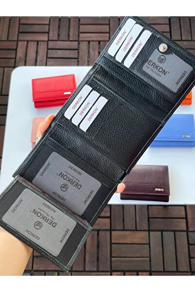 DERKON LOVELY MODEL GENUINE LEATHER MEDIUM WOMEN'S WALLET BLACK
