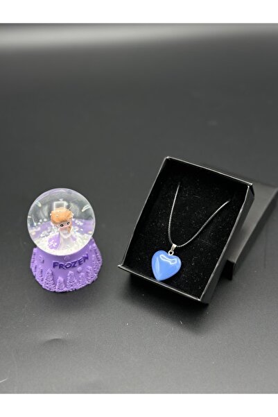 Mirabella Gift Frozen temalı ışıklı kar küresi mini boy ve doğaltaş kolye Ann...