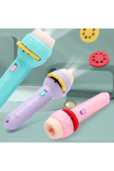 Streak Çocuklar İçin 56 Farklı Resimli Projeksiyonlu Eğitici El Feneri - Pembe