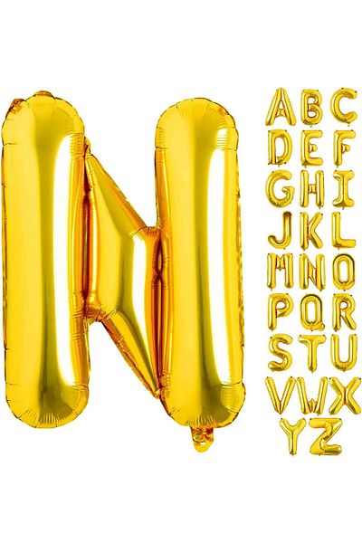 Deniz Party Store Gold Colored Foil Balloon - Medium (N) Letter