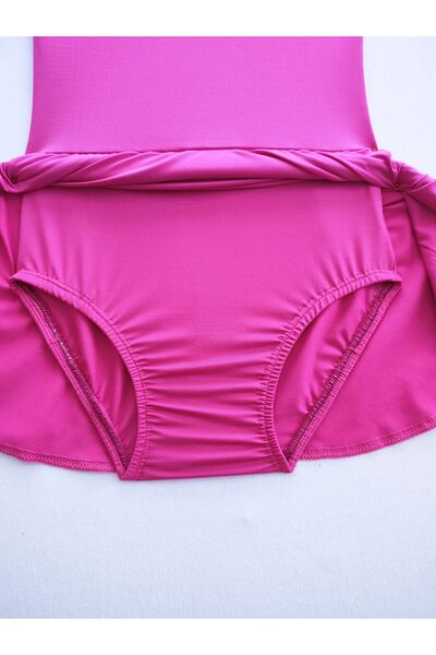 LULLY KİDS Girl's Fuchsia Rope Strap Skirt Ballet Gymnastics Swimsuit