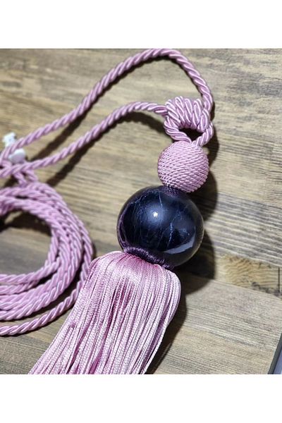 Akcan Pink Color Pearl Black Delta Long Bracelet