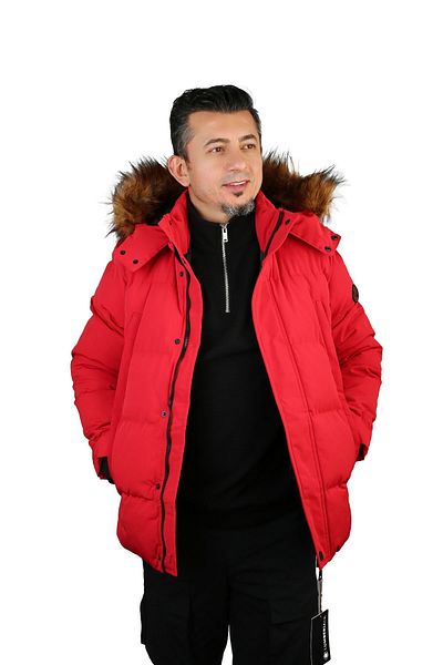 lumberjack M-Brendan Men's Hooded Parka Short - Red -101347081