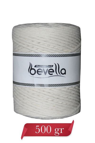 Bevella Macrame Cord Ecru Taranan 3 mm Macrame Twine 500 Gr Μπορεί να Σάρωσε Μισό Κιλό