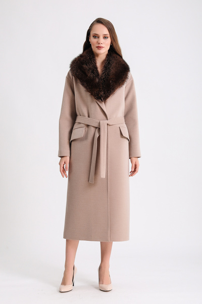 Leather Club Bej Fox Aksesuarlı Kaşmir Kaban