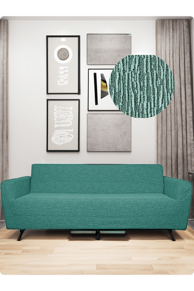 etleshome Streç Lastikli Esnek Yıkanabilir Pamuklu Jakarlı Desen 3*kişilik Ko...