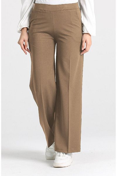 Aşkı Endam Miyase Length Lycra Wide Leg Trousers - Mink