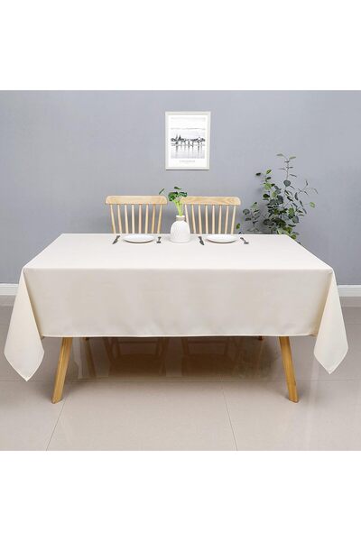 Zeren Home Liquid Proof Dartless Linen Table Cloth Cream