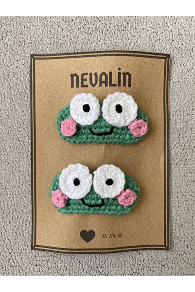 NEVALİN مشبك تثبيت محبوك يدويًا بتفاصيل ضفدع