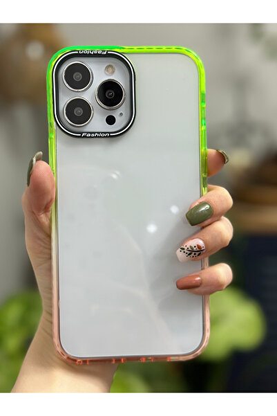 Go Aksesuar Iphone 13 Pro Uyumlu Kenar Renkli Şeffaf Kapak