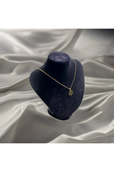 estella jewelry Gold Allah Yazılı Detaylı Çelik Kolye