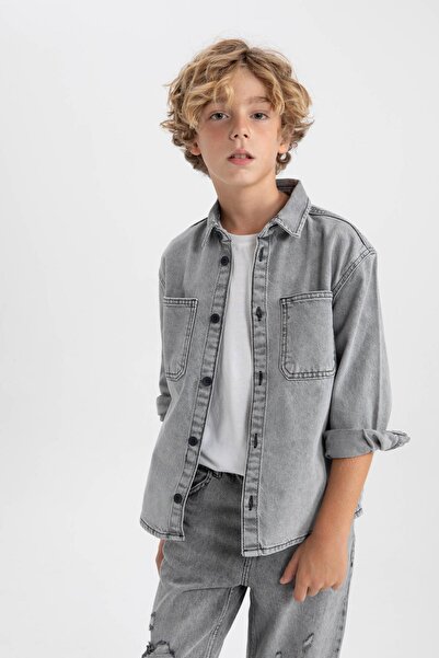 DeFacto Boy's Oversize Fit Jeans Long Sleeve Shirt A3784A823Wn