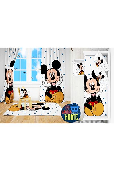 Lavisa Mickey Mouse Model Dijital Baskı 2 fon Perde & Yatak Örtüsü ve Yastık ...