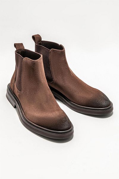 Elle Shoes Καφέ Δερμάτινες Ανδρικές Κλασικές Μπότες