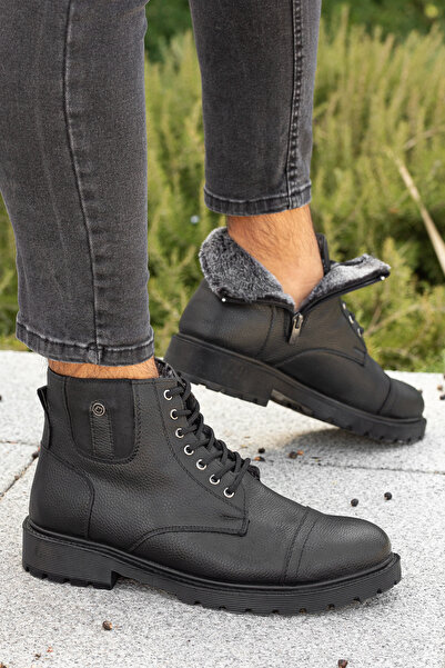 By Oxford Kelvin Garantili Erkek Kışlık Kürklü Fermuarlı Bağcıklı Kelvin Bot 102