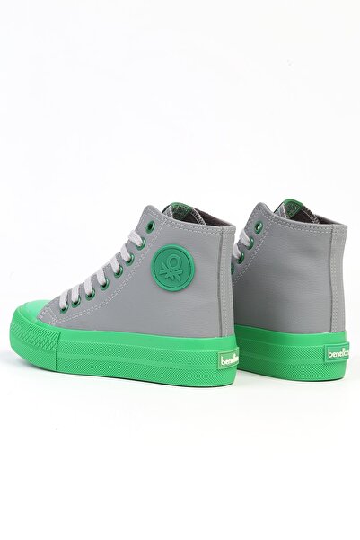 Benetton BN-31125 Gray Green High Sole Women's High Top Sneakers