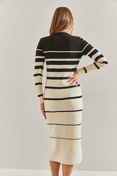Bianco Lucci Women's Striped Long Knitwear Dress