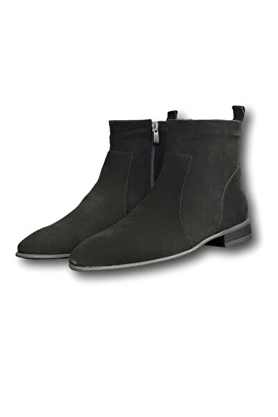 idol ayakkabı Sivri Chelsea Bot Siyah Süet