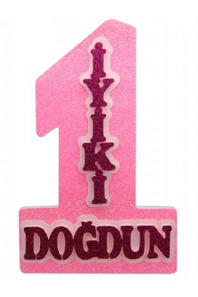 Kazanabil 1 YEAR OLD PARTY STYROFOAM WALL DECORATION WITH HAPPY BIRTHDAY WRITTEN PINK