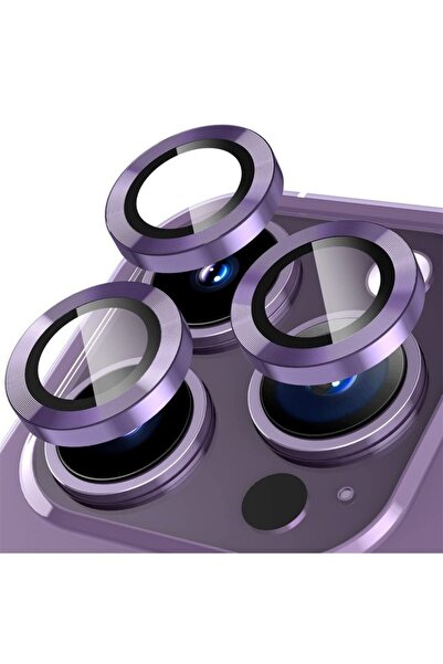 Merwish Apple İphone 14Promax Uyumlu Kamera lensi koruyucu mercek lens Mor