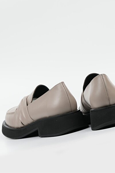 TUNAELLİ Women's Mink Color Genuine Natural Leather LOAFER SHOES