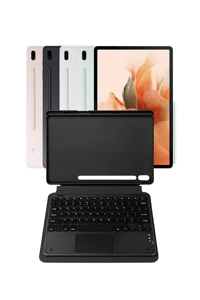 Fuchsia حافظة الكمبيوتر اللوحي Savvy Keyboard Tab S7 FE LTE مع حامل ولوحة مفاتيح مع اتصال بلوتوث