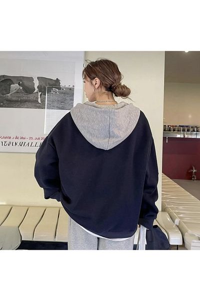 DEEFWEAR Μπλουζάκι με κουκούλα Y2k Λεπτομέρεια Navy Blue Hooded