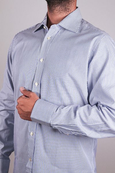 Camicissima Siena Blue Striped Slim Fit Men's Shirt