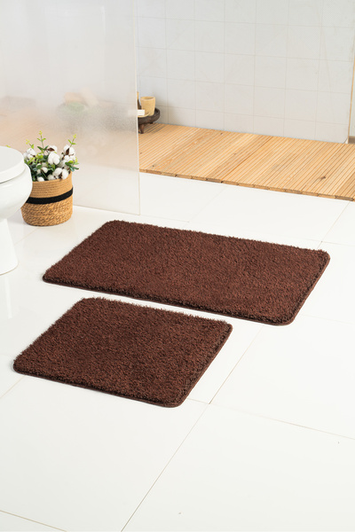 Moda Dekor Pırlanta Kahve 2'li Banyo Paspası