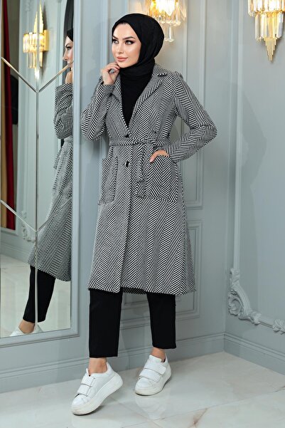 Modamihram Fekete 19163-as zsebes Kachet kabát