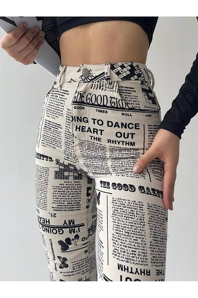 Planet Butik Newspaper Pattern Jean