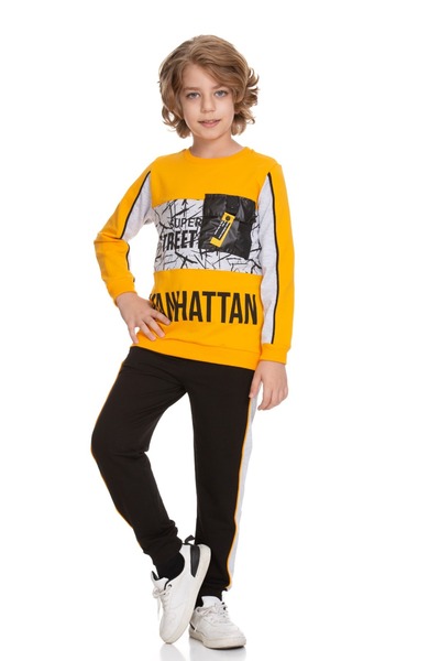 CiciTime Çocuk Modası Σετ φόρμας για αγόρι με δερμάτινη μπροστινή λεπτομέρεια...