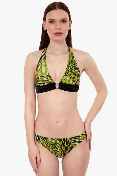 AYYILDIZ Women's Green Halter Neck Bikini Set 40664