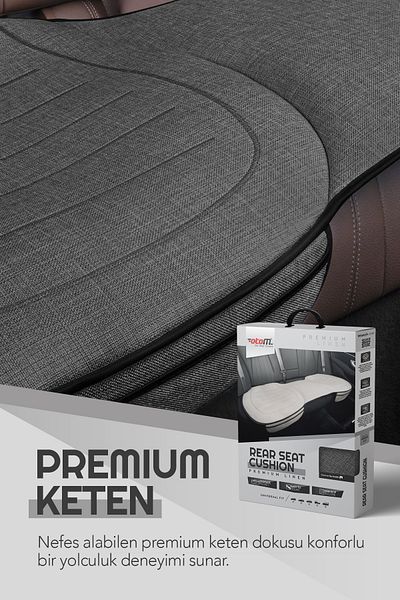 Otom High Quality Linen Isofix Compatible Premium Protective Back Seat Cushion - Smoked with Extra Pocket
