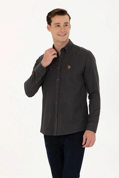 U.S. Polo Assn. BASE. Polo Assn. Men's Black Long Sleeve Basic Shirt G081SZ004.000.1672287.VR046