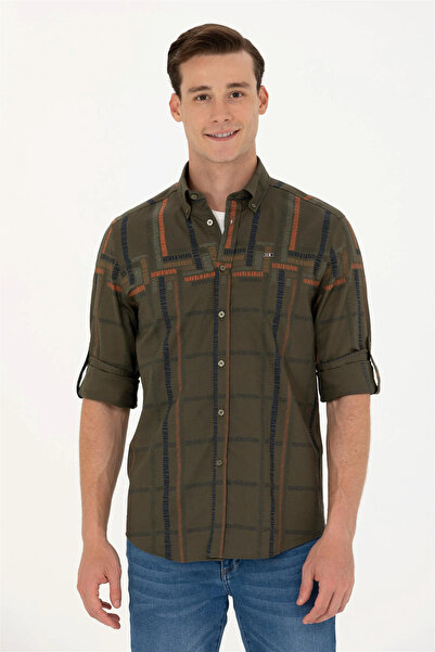 U.S. Polo Assn. U.S. Polo Assn. Erkek Haki Uzun Kollu Gömlek G081SZ004.000.1687689.VR027