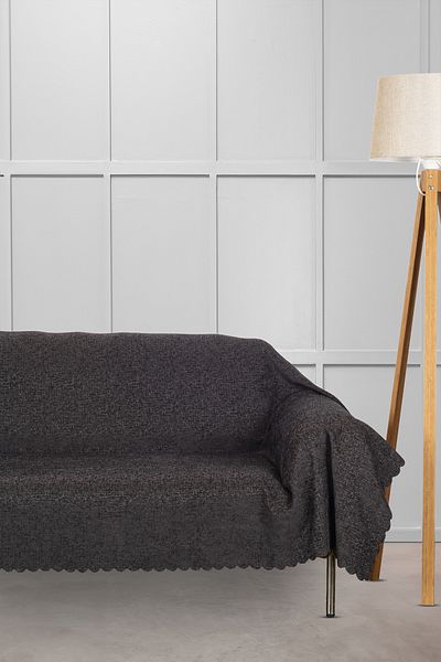 VELERDE HOME شال غطاء مقعد جاكار شانيل مانع للانزلاق عرض قياسي 175 سم × طول 300 سم يغطي على مقابض الرماد