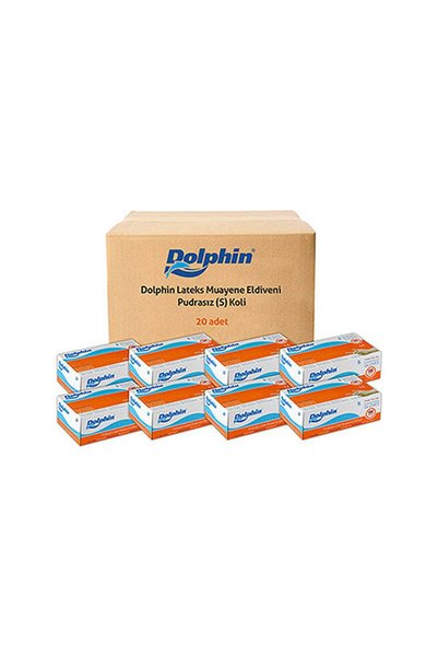 Dolphin Pudrasız Latex Eldiven (S) 20 PK x 100 Adet (Koli)
