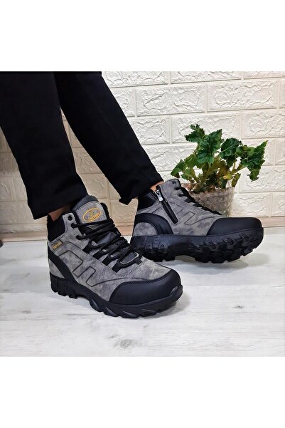 LUTTOON Ανδρικές μπότες με φερμουάρ 2035 καπνιστό-μαύρο γούνινο δέρμα, αντιολισθητικές