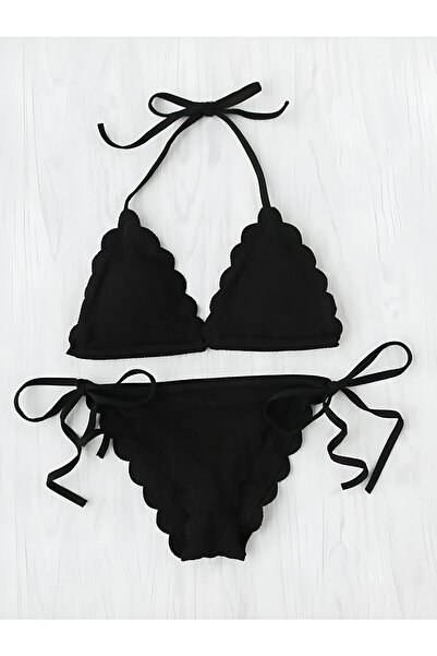 Fancy&Dancy Kadın Siyah Bağlama Detaylı Lazer Kesim İç çamaşır Takımı