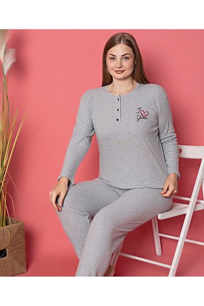 LİLA İÇ GİYİM WINTER WIDE STYLE MOTHER LONG SLEEVE PAJAMA SET