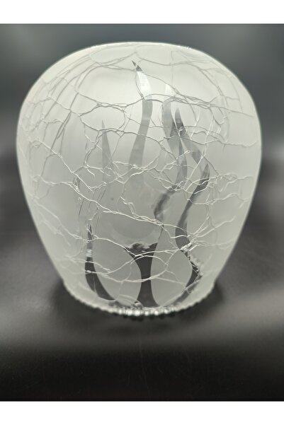 KUĞULU Avize Camı. Mat, Çatlatılmış, Alev Desenli, (E.27),normal Ampule Göre.