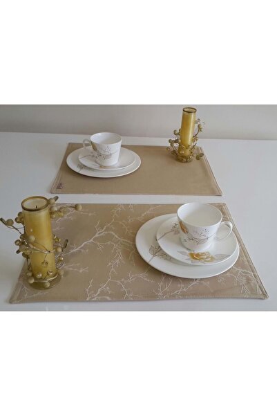 Romans American Service rezistent la pete și la apă - Gala Polycotton - Model Dalya 32x45 cm Cremă - Set de 2