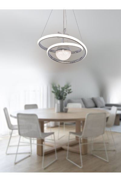 TT AYDINLATMA TT404-TPL-KR TT Aydınlatma Göz Modeli Krom Kaplama Tek Toplu 3 Renk Modüllü Ledli Avize