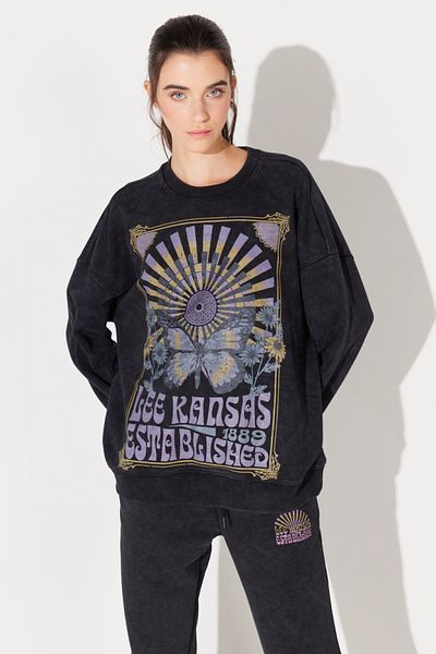 Lee Black Regular Fit Crew Neck 100% Cotton Sweatshirt