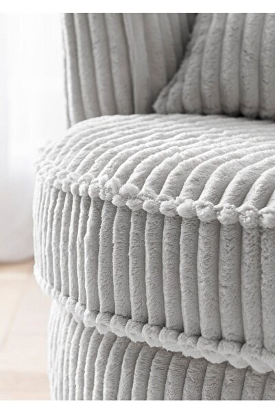 EMBA LUXURY - NEHİR TEDDY KUMAŞ YUVARLAK BERJER-PUFLU