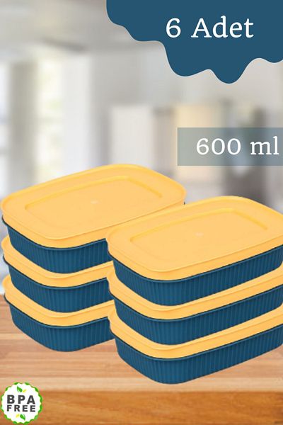 LİGROUND Minisweet 6-Piece 600 ml Green Mini Storage Container with Lid - Breakfast - Refrigerator Kitchen Organizer